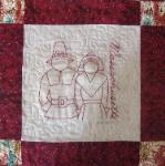 massachusetts redwork quilt block